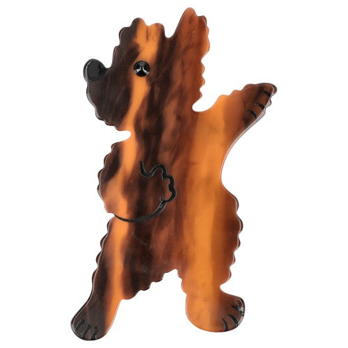 Striped Gonger-Brown Dancing Poodle Dog Brooch 