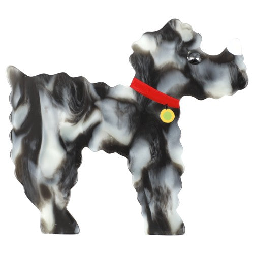 Spotted Gray Kaoba Poodle Dog Brooch