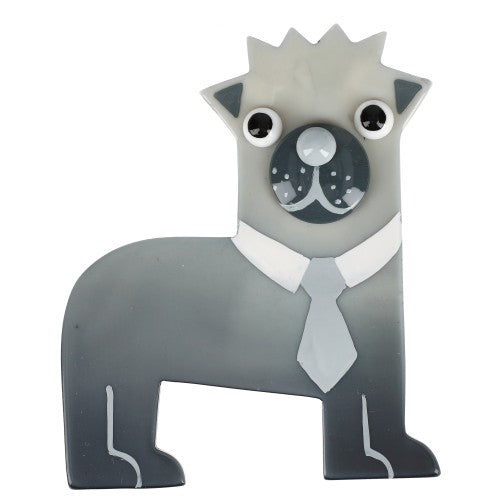 Ice Grey James Carlin Dog Brooch