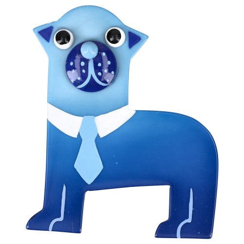 Royal Blue James Carlin Dog Brooch 