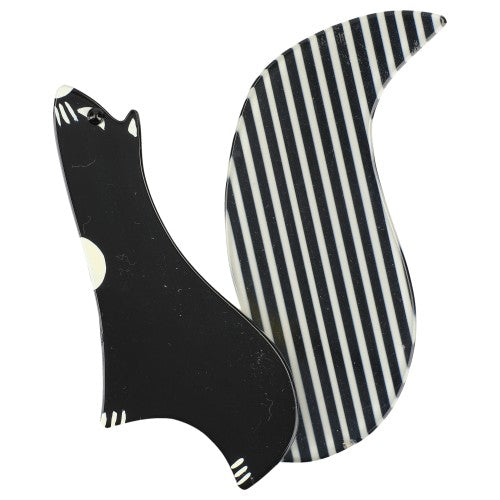 Black and Striped Cassegrain Squirrel Brooch