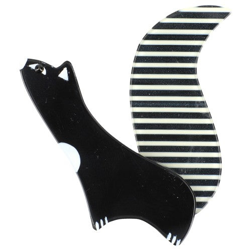 Black and Striped Cassegrain Squirrel Brooch PM