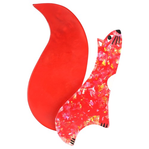 Red and Brilliant Red Cassegrain Squirrel Brooch GM