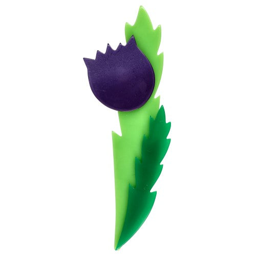 Purple Thistle Flower Brooch with Anise and Mint Green