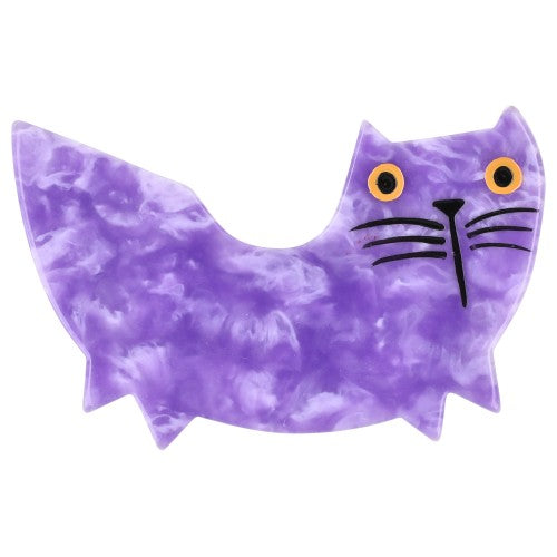 Speckled Lilac Purple Swing Cat Brooch (right)