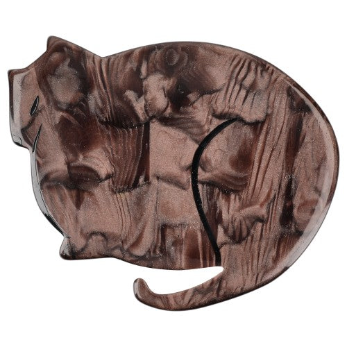 Brown Chinese Cat Brooch 