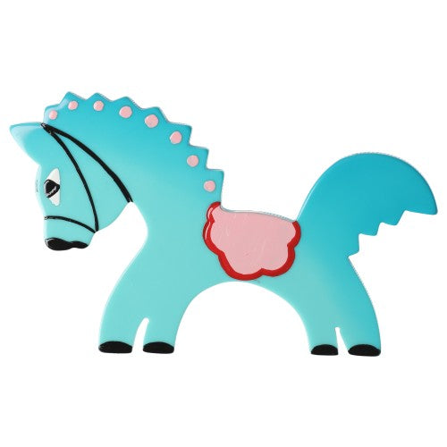 Aquamarine Circus Horse Brooch