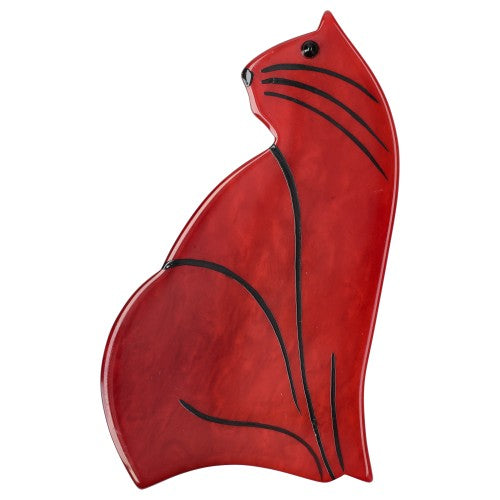 Red Chat Chic Cat Brooch (Large one)