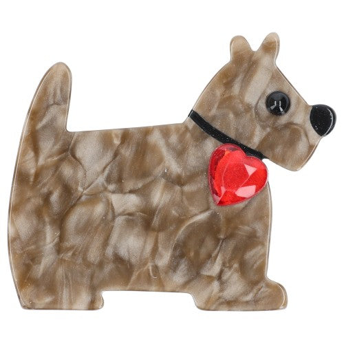 Dappled Beige Savoy Dog Brooch