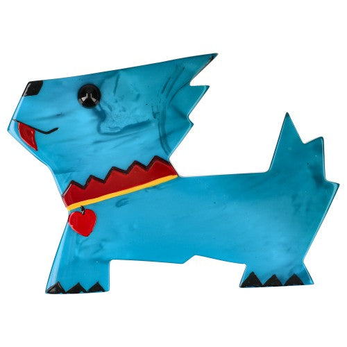 Deep Turquoise Scottish Tornado Dog Brooch  Unique Piece

Tornado the Dog: elegant in the swirling wind

Tornado is made from marbled grey galalith. This mischievous little dog embodies dynamism and elegance in all weathers.

Galalith