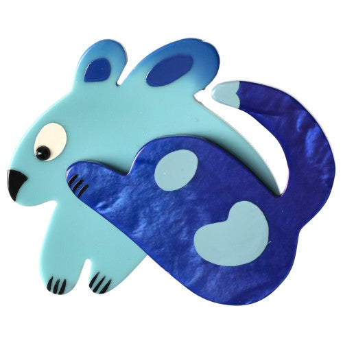 Azur and Indigo Blue Bibi Dog Brooch