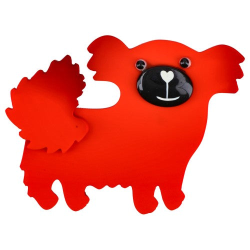 Scarlet Red Suki Shih Tzu Dog Brooch