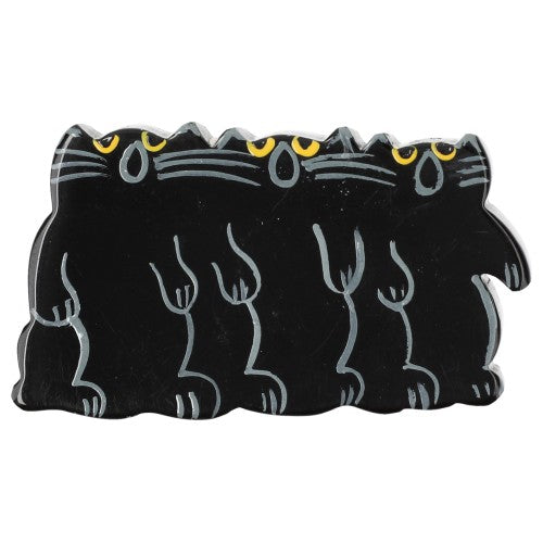 Black Choir of kitties Brooch 