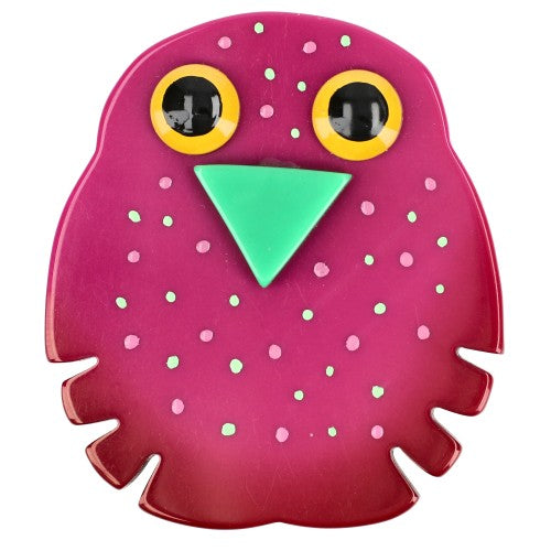 Cyclamen Pink Kiko Owl Brooch