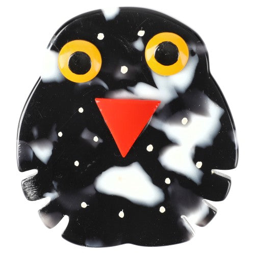 Speckled Grey Kiko Owl Brooch