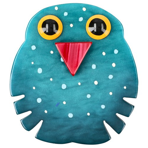 Ocean Blue Kiko Owl Brooch 