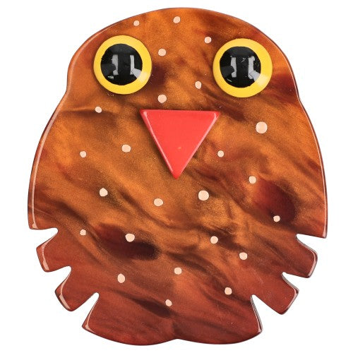 Pearly Ginger Kiko Owl Brooch