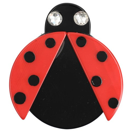 Red Ladybug in Flight Brooch  (with Cristal Eyes)