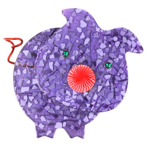 Mosaic Purple Pig Brooch