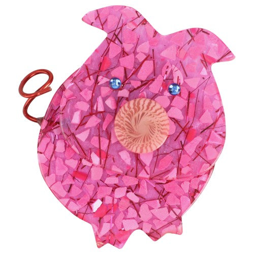 Fuchsia Pink Pig Brooch