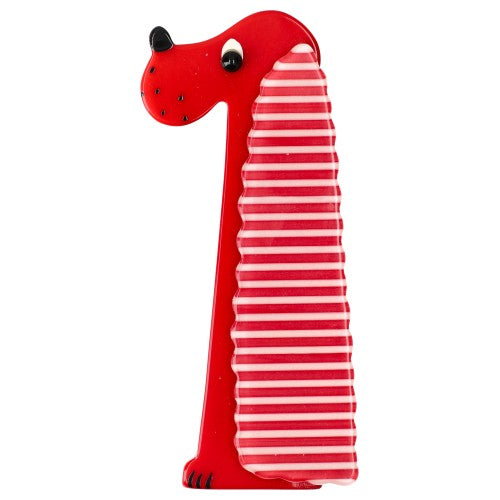 Red with horizontal white stripes Cocker Dog Brooch 