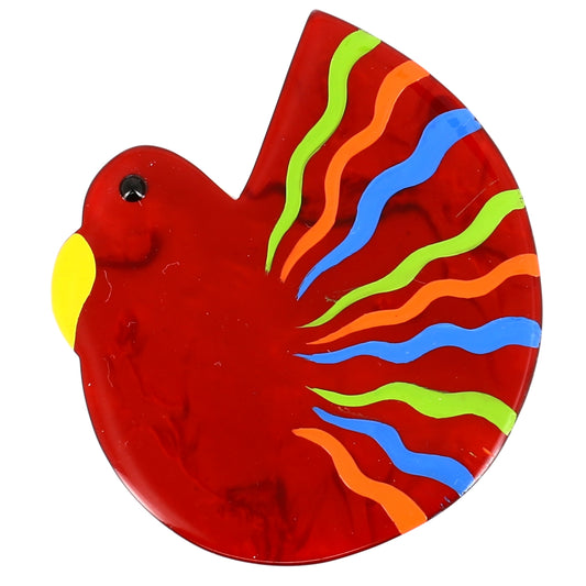 Crimson Red Dove Brooch 