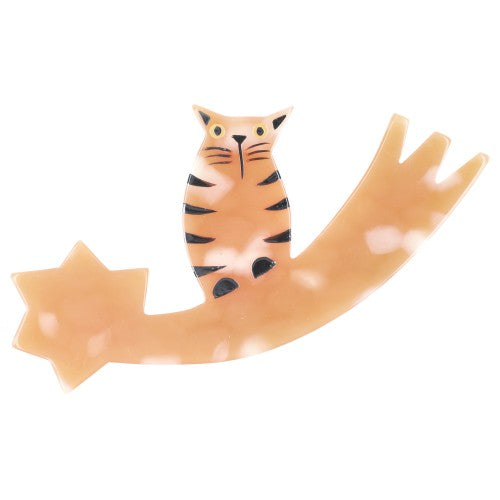 Cloud Light Orange Comet Cat Brooch