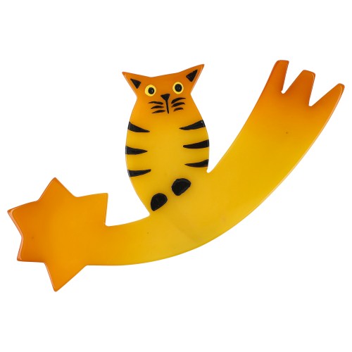 Pumpkin Yellow Comet Cat Brooch