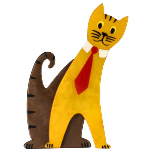 Corn Yellow and Brown Tie Cat with a Red Tie 