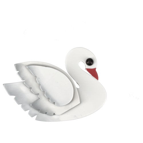 White Swan Bird Brooch 