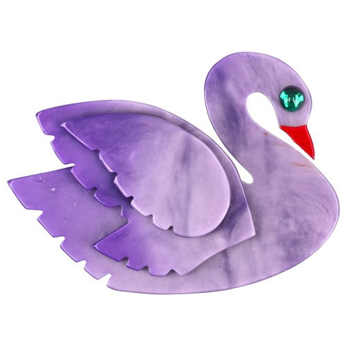 Lilac  Purple Swan Bird Brooch 