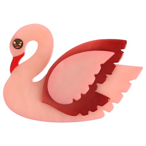 Light Pink and Raspberry Swan Bird Brooch