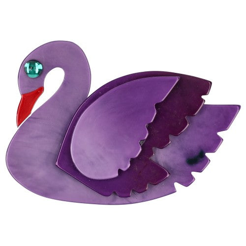 Lilac and Deep Purple Swan Bird Brooch