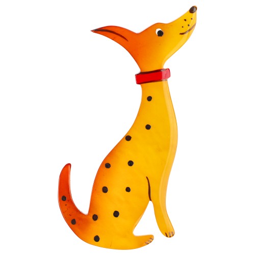 Yellow Dalmatian Dog Brooch