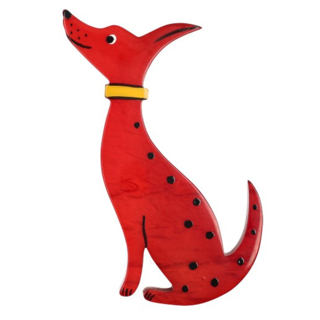 Red Dalmatian Dog Brooch