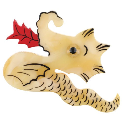 Cream Dragon Brooch