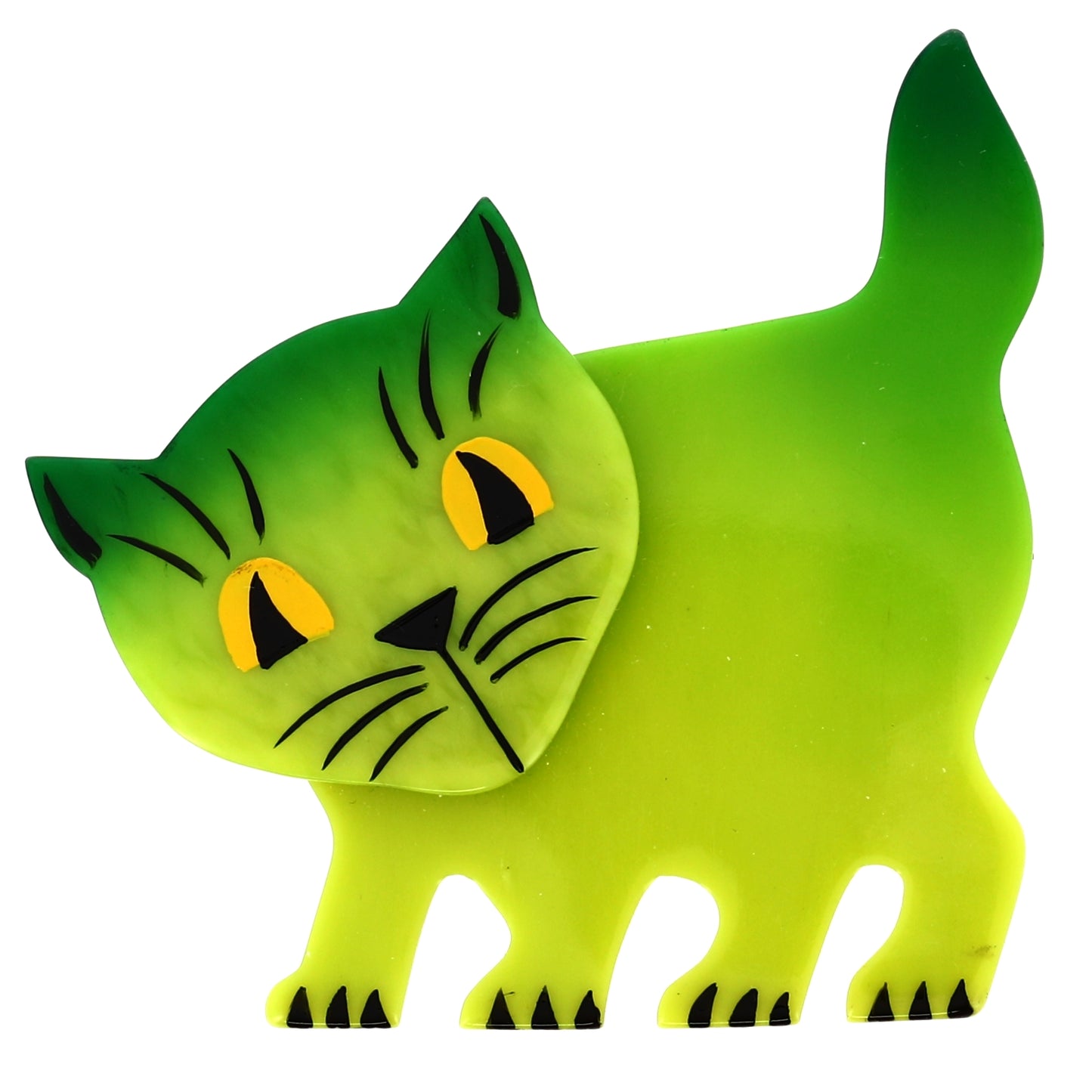 Pistachio Green Amazed Cat Brooch