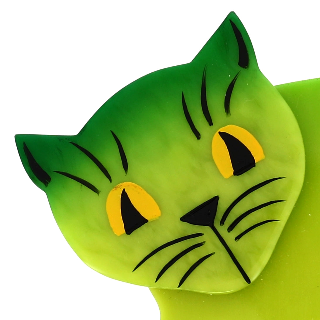 Pistachio Green Amazed Cat Brooch