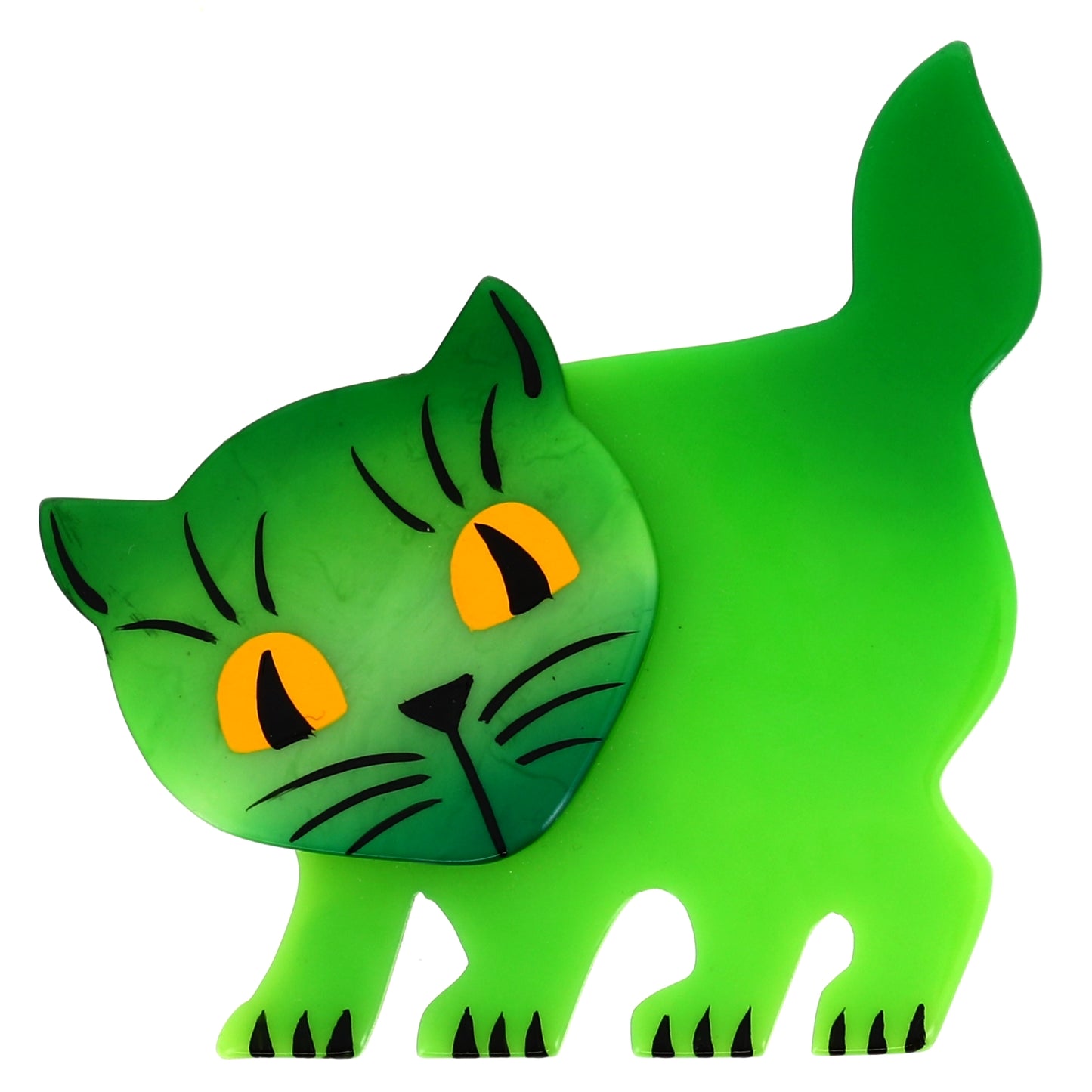 Anise Green Amazed Cat Brooch 