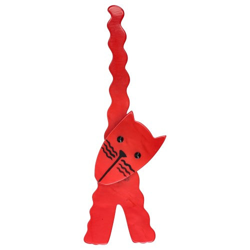 Red Eiffel Cat Brooch 