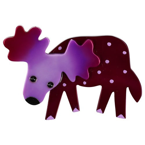 Purple Reindeer Brooch with polka dots and Lilac