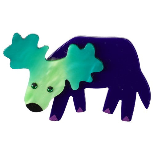 Purple and Green Reindeer Brooch