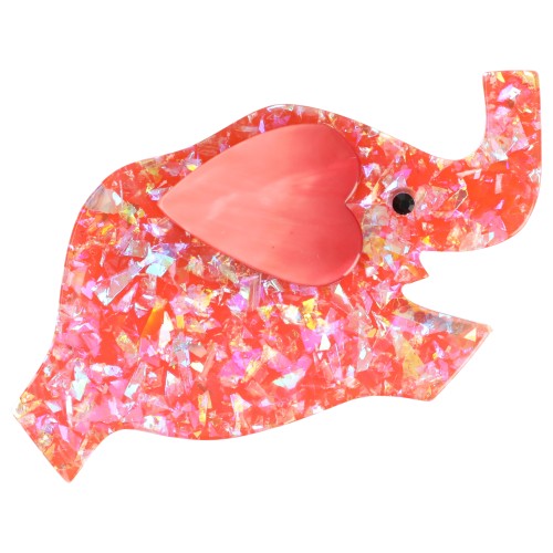 Brilliant Pink and Pink Heart  Elephant Brooch 