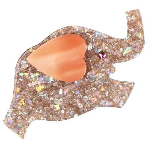 Brilliant Beige and Light Pink Elephant Heart Brooch 