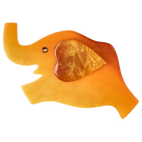 Apricot Orange Heart Elephant Brooch 