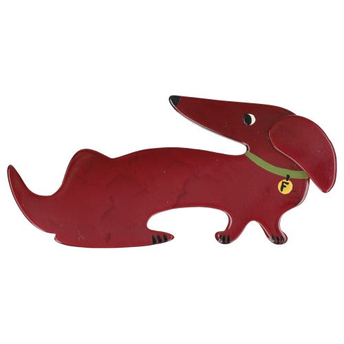 Bordeaux Dachshund Fifi Dog Brooch