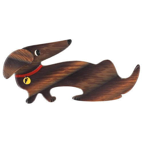 Brown Striped Dachshund Fifi Dog Brooch