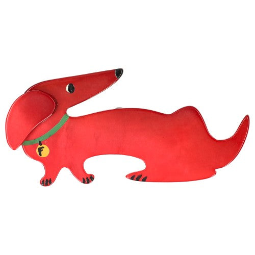 Red Dachshund Fifi Dog Brooch