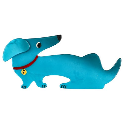 Turquoise Dachshund Fifi Dog Brooch