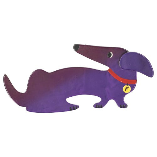 Purple Dachshund Fifi Dog Brooch